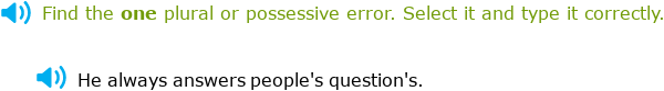 Plural Error Examples IXL - Identify and correct errors with plural and possessive nouns ...
