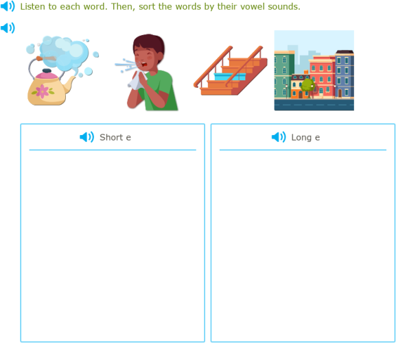 IXL - Sort short and long vowel words (Grade 2 English practice)