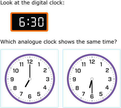 IXL - Match analogue and digital clocks (Grade 1 maths practice)