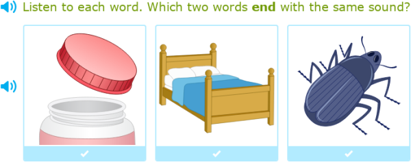IXL - Which two words end with the same sound? (Kindergarten English ...