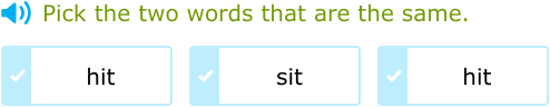 IXL - Choose the two words that are the same (Preschool English practice)