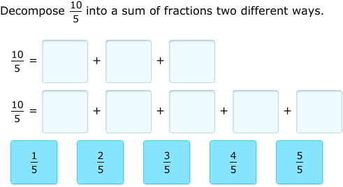 IXL - Decompose fractions multiple ways (Grade 5 maths practice)
