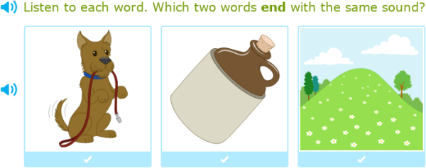 IXL - Which two words end with the same sound? (Preschool English practice)