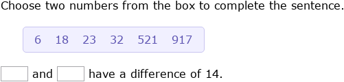 IXL - Choose numbers with a particular difference (Grade 4 maths practice)