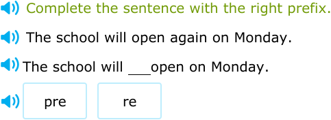 IXL - Use words with prefixes and suffixes (Grade 1 English practice)