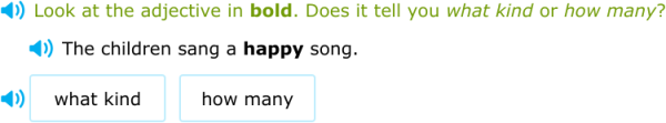 IXL - Does the adjective tell you what kind or how many? (Grade 1 ...